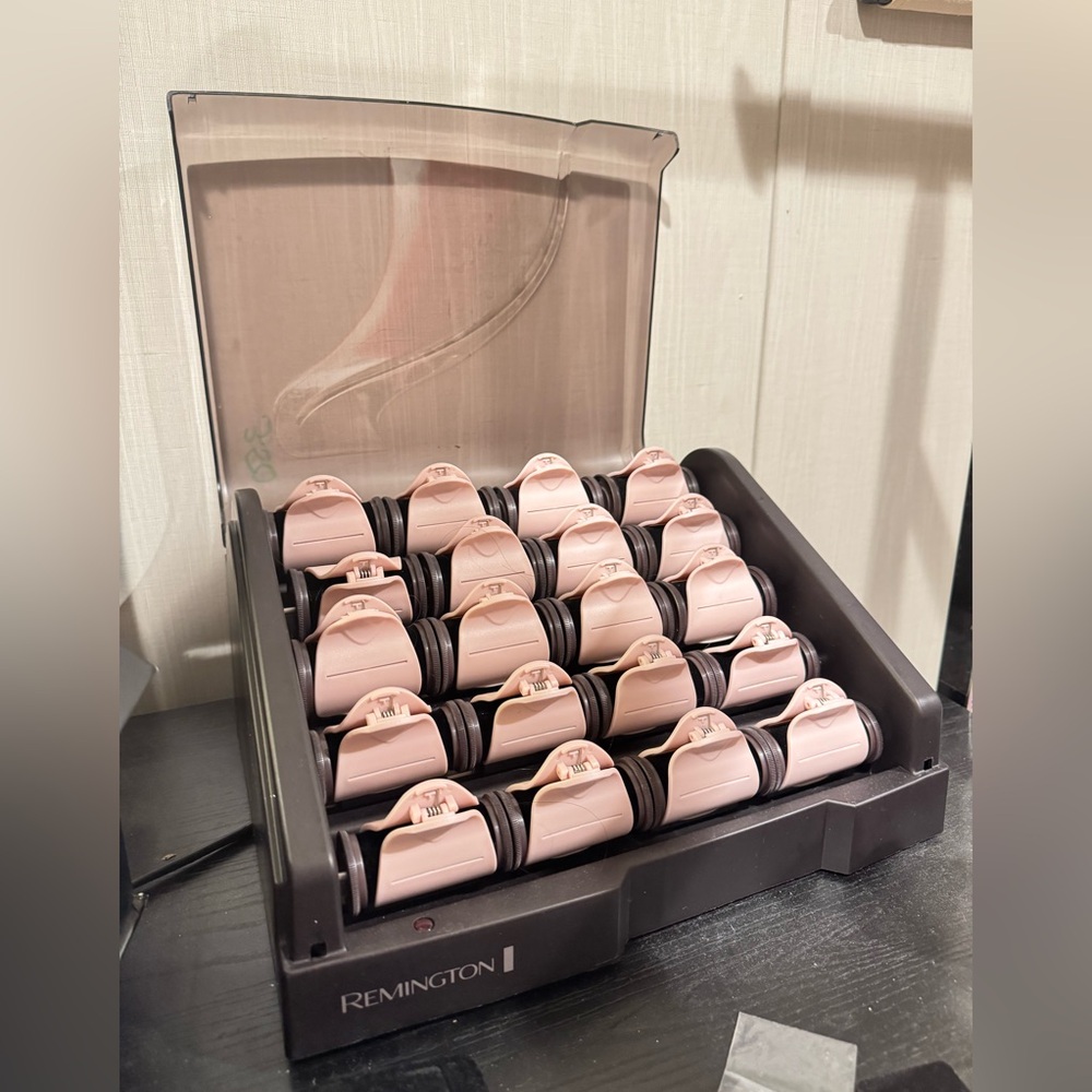 Remington Pink and Black Heated Hair Roller + Clip Set